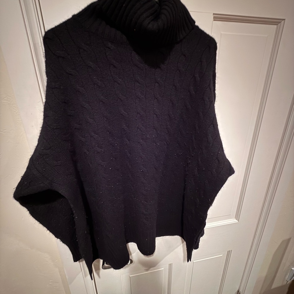 Women’s Polo Ralph Lauren Black 100% Cashmere Cable-Knit Turtleneck XL